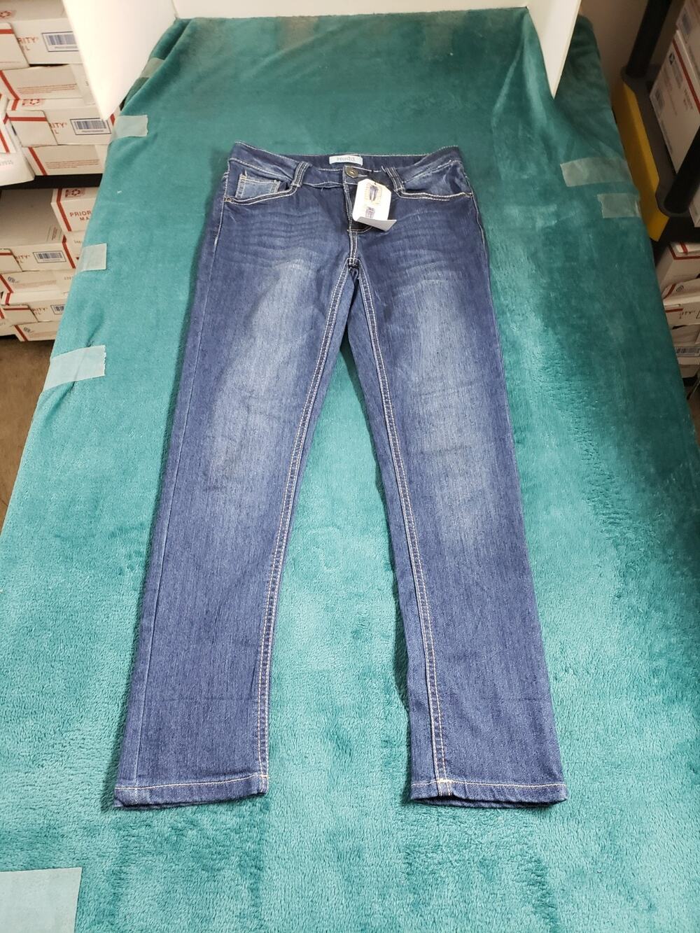 Mudd Jeans Size 12 Youth Girls Blue Stretch Denim Pants Mid Rise Skinny NWT